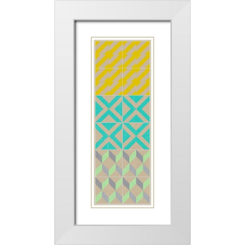 Elementary Tile Panel III White Modern Wood Framed Art Print with Double Matting by Zarris, Chariklia