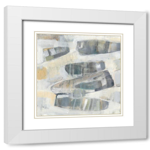 Grey Orbs I White Modern Wood Framed Art Print with Double Matting by Goldberger, Jennifer