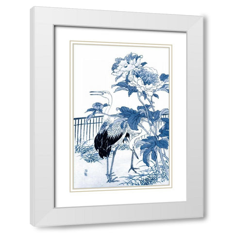 Blue and White Asian Garden I White Modern Wood Framed Art Print with Double Matting by Vision Studio