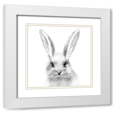 White Rabbit White Modern Wood Framed Art Print with Double Matting by Wang, Melissa