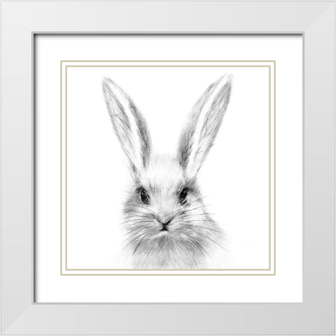 White Rabbit White Modern Wood Framed Art Print with Double Matting by Wang, Melissa