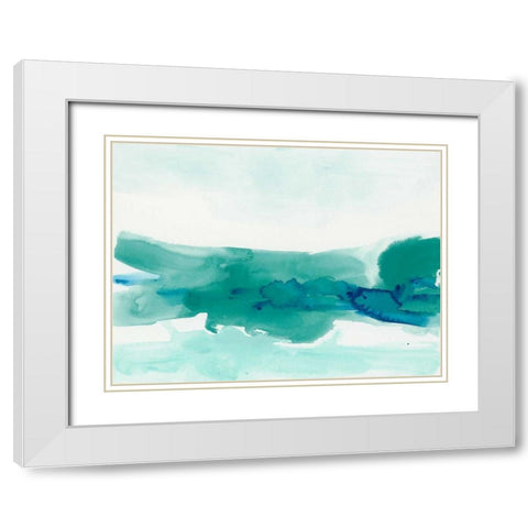 Teal Coast II White Modern Wood Framed Art Print with Double Matting by Vess, June Erica