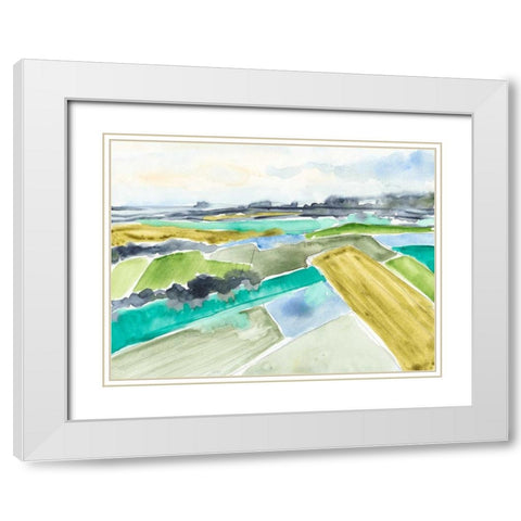 Watercolor Field I White Modern Wood Framed Art Print with Double Matting by Goldberger, Jennifer