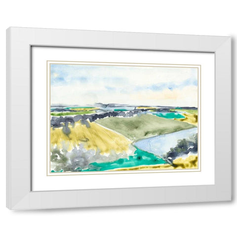 Watercolor Field II White Modern Wood Framed Art Print with Double Matting by Goldberger, Jennifer