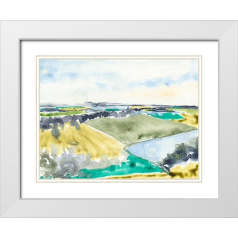 Watercolor Field II White Modern Wood Framed Art Print with Double Matting by Goldberger, Jennifer