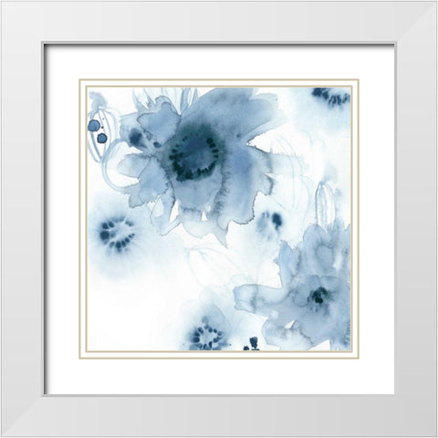 Aquatic Indigo I White Modern Wood Framed Art Print with Double Matting by Vess, June Erica