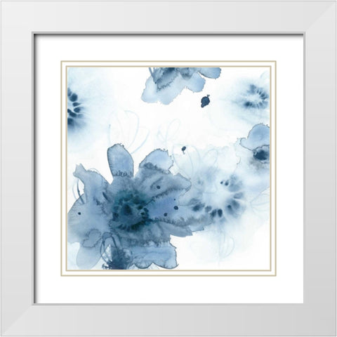 Aquatic Indigo II White Modern Wood Framed Art Print with Double Matting by Vess, June Erica