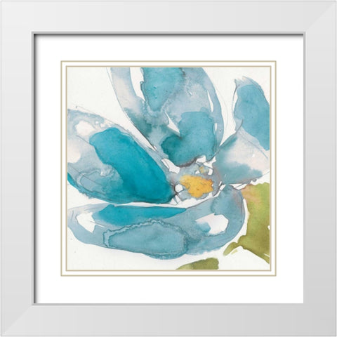 Flower Splash I White Modern Wood Framed Art Print with Double Matting by Goldberger, Jennifer
