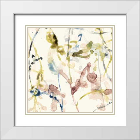 Flower Drips III White Modern Wood Framed Art Print with Double Matting by Goldberger, Jennifer