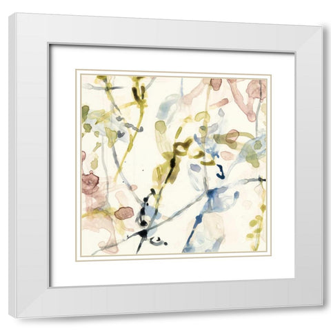 Flower Drips IV White Modern Wood Framed Art Print with Double Matting by Goldberger, Jennifer