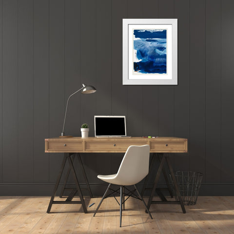 Blue Amore III White Modern Wood Framed Art Print with Double Matting by Jasper, Sisa