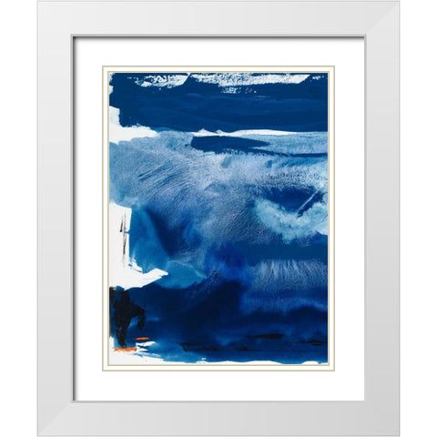 Blue Amore III White Modern Wood Framed Art Print with Double Matting by Jasper, Sisa