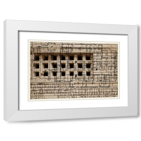 Architecture Drawing II White Modern Wood Framed Art Print with Double Matting by Jasper, Sisa