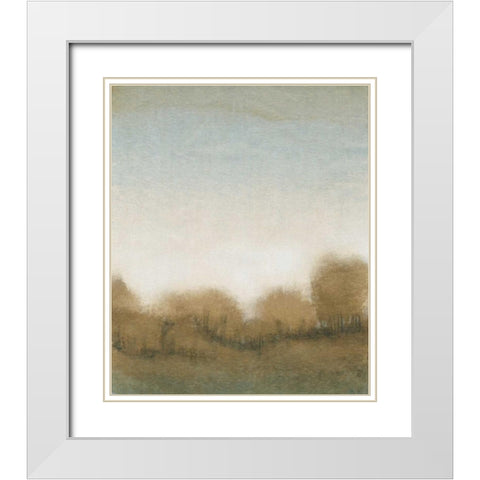 Golden Treeline I White Modern Wood Framed Art Print with Double Matting by OToole, Tim