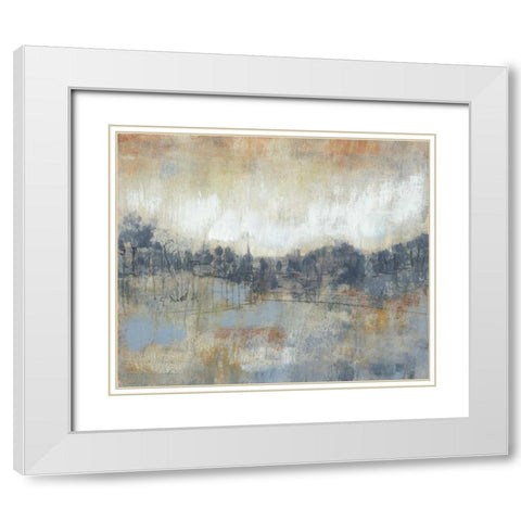 Cool Grey Horizon I White Modern Wood Framed Art Print with Double Matting by Goldberger, Jennifer
