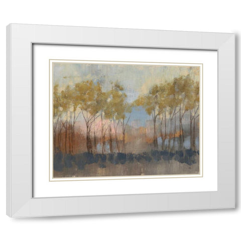 Ochre Treeline II White Modern Wood Framed Art Print with Double Matting by Goldberger, Jennifer