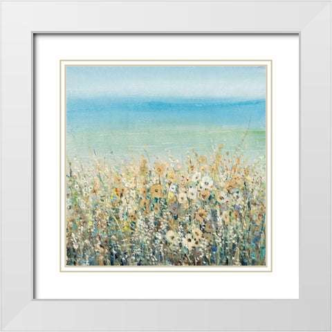 Shoreline Flowers I White Modern Wood Framed Art Print with Double Matting by OToole, Tim