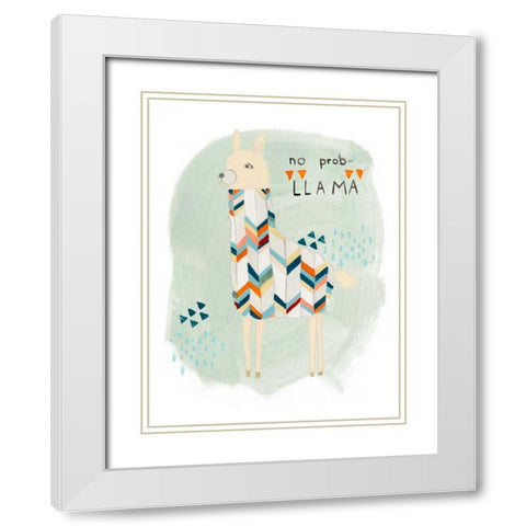 Llama Squad I White Modern Wood Framed Art Print with Double Matting by Vess, June Erica