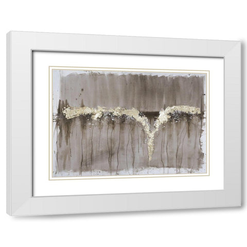 Champagne and Gold Falls White Modern Wood Framed Art Print with Double Matting by Goldberger, Jennifer