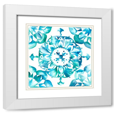 Meditation Tiles I White Modern Wood Framed Art Print with Double Matting by Zarris, Chariklia