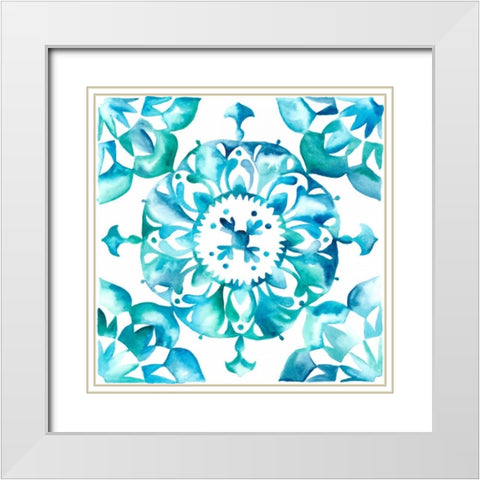 Meditation Tiles I White Modern Wood Framed Art Print with Double Matting by Zarris, Chariklia