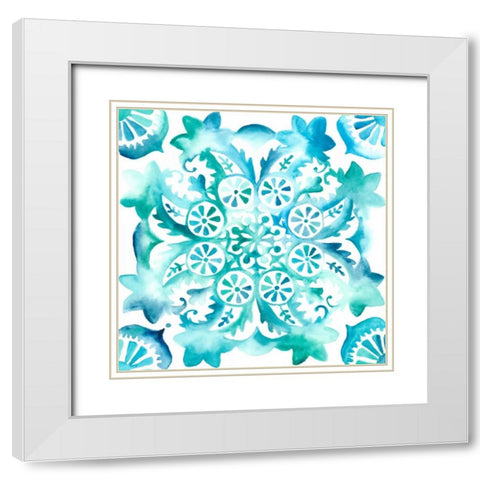 Meditation Tiles II White Modern Wood Framed Art Print with Double Matting by Zarris, Chariklia