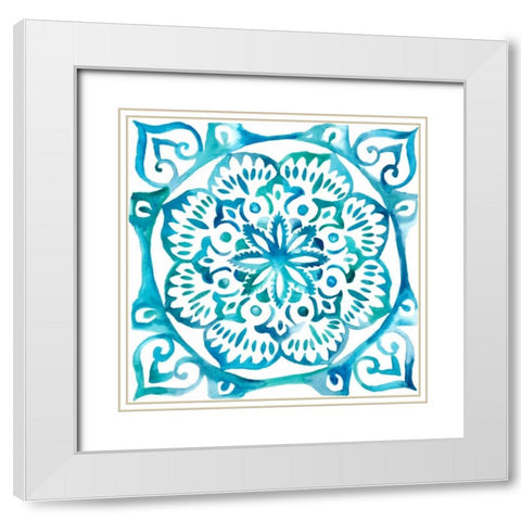 Meditation Tiles III White Modern Wood Framed Art Print with Double Matting by Zarris, Chariklia