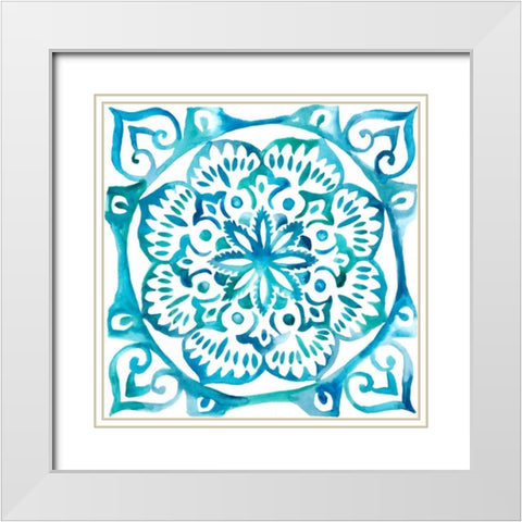 Meditation Tiles III White Modern Wood Framed Art Print with Double Matting by Zarris, Chariklia