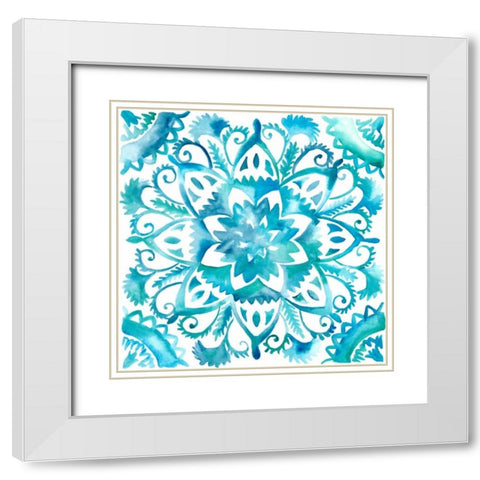 Meditation Tiles IV White Modern Wood Framed Art Print with Double Matting by Zarris, Chariklia