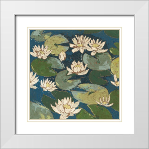 Water Flowers I White Modern Wood Framed Art Print with Double Matting by Meagher, Megan