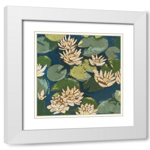 Water Flowers II White Modern Wood Framed Art Print with Double Matting by Meagher, Megan