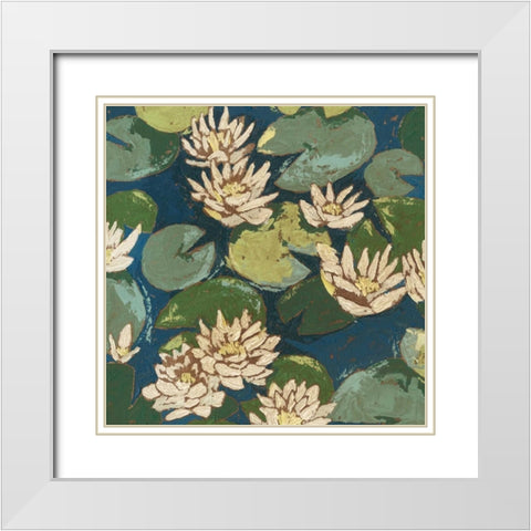 Water Flowers II White Modern Wood Framed Art Print with Double Matting by Meagher, Megan