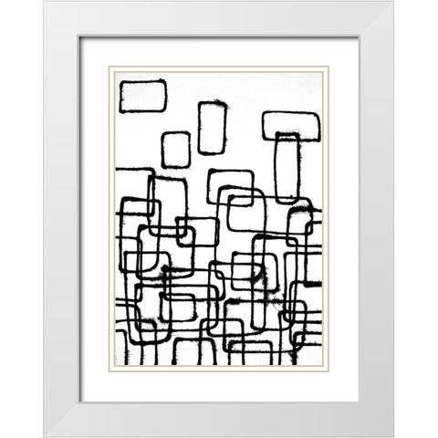 Linear Effervescence I White Modern Wood Framed Art Print with Double Matting by Willett, Michael