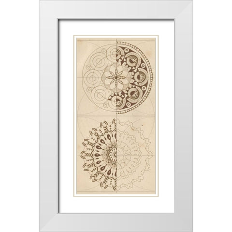 Sacred Geometry Sketch II White Modern Wood Framed Art Print with Double Matting by McCavitt, Naomi