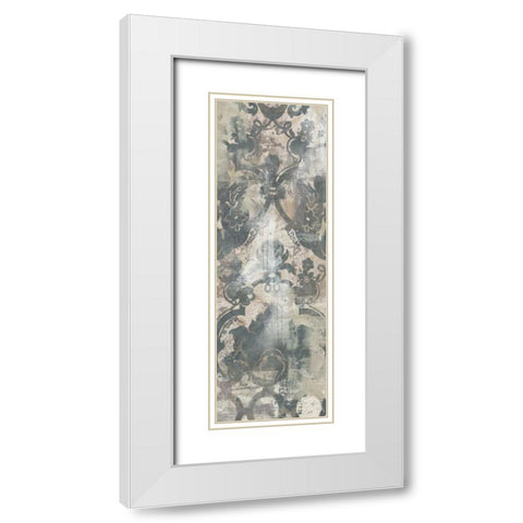 Weathered Damask Panel IV White Modern Wood Framed Art Print with Double Matting by Vess, June Erica