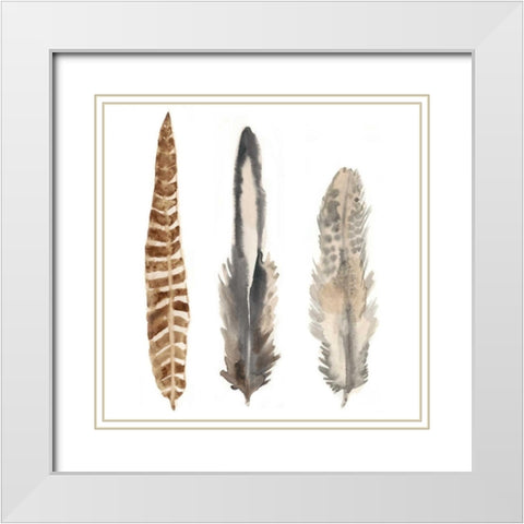 Watercolor Plumes I White Modern Wood Framed Art Print with Double Matting by McCavitt, Naomi