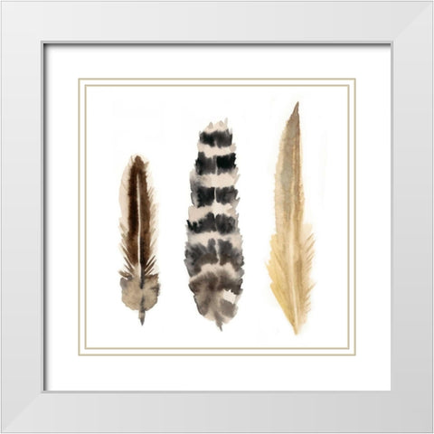 Watercolor Plumes II White Modern Wood Framed Art Print with Double Matting by McCavitt, Naomi