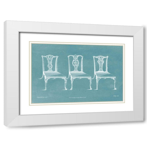 Design for a Chair III White Modern Wood Framed Art Print with Double Matting by Chippendale, Thomas