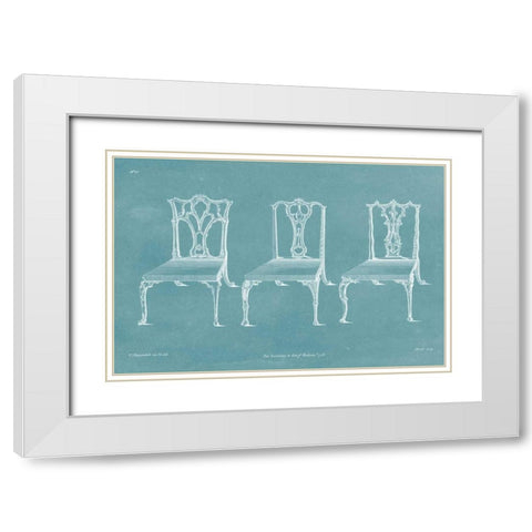 Design for a Chair IV White Modern Wood Framed Art Print with Double Matting by Chippendale, Thomas