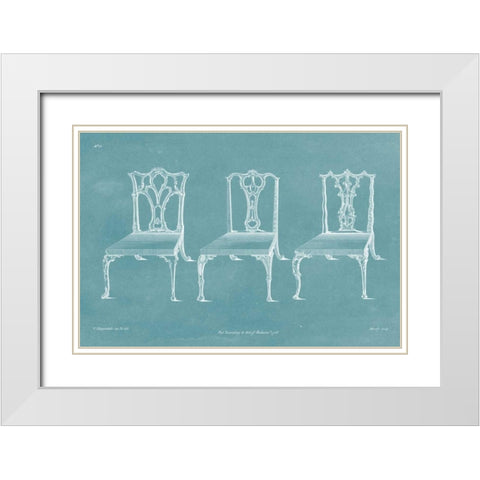 Design for a Chair IV White Modern Wood Framed Art Print with Double Matting by Chippendale, Thomas