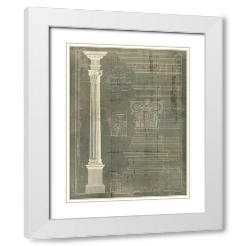 Column Blueprint I White Modern Wood Framed Art Print with Double Matting by Sheraton, Thomas