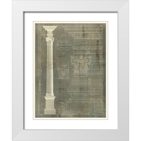 Column Blueprint I White Modern Wood Framed Art Print with Double Matting by Sheraton, Thomas