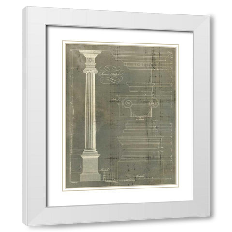 Column Blueprint II White Modern Wood Framed Art Print with Double Matting by Sheraton, Thomas