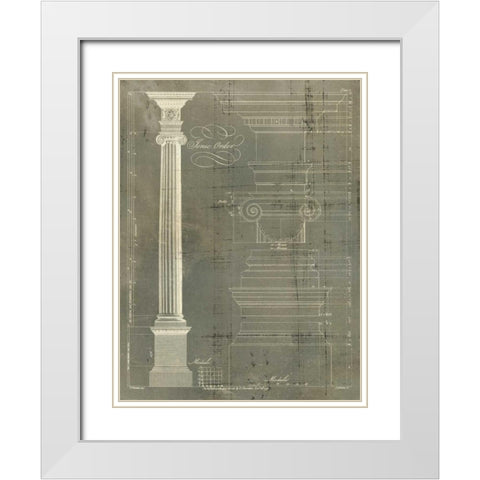 Column Blueprint II White Modern Wood Framed Art Print with Double Matting by Sheraton, Thomas