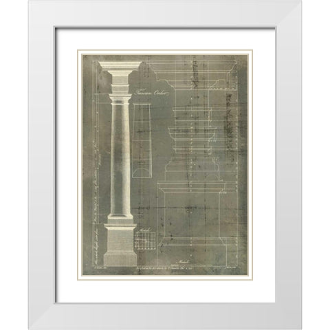Column Blueprint III White Modern Wood Framed Art Print with Double Matting by Sheraton, Thomas