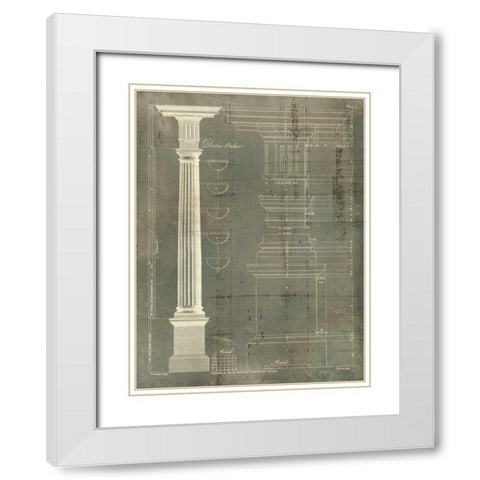 Column Blueprint IV White Modern Wood Framed Art Print with Double Matting by Sheraton, Thomas