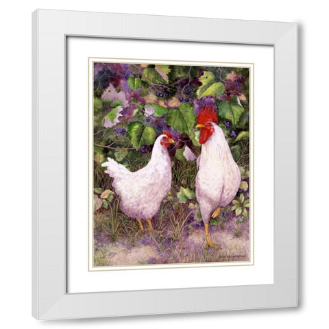 Roosters en Place IV White Modern Wood Framed Art Print with Double Matting by Matcham, Marcia