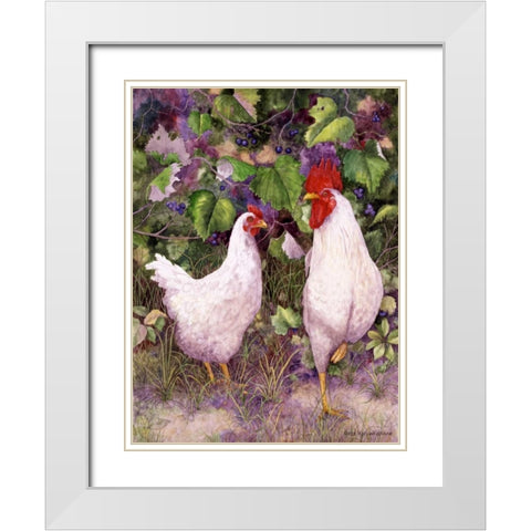 Roosters en Place IV White Modern Wood Framed Art Print with Double Matting by Matcham, Marcia