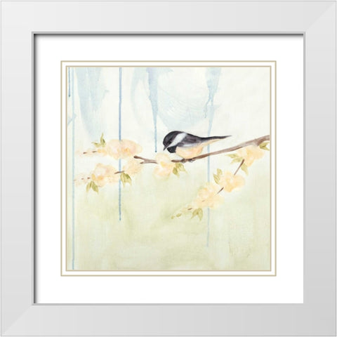 Spring Chickadees III White Modern Wood Framed Art Print with Double Matting by Reynolds, Jade