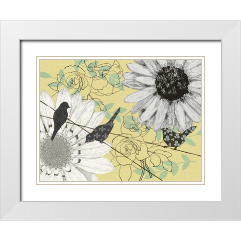 Birds on a Wire I White Modern Wood Framed Art Print with Double Matting by Reynolds, Jade